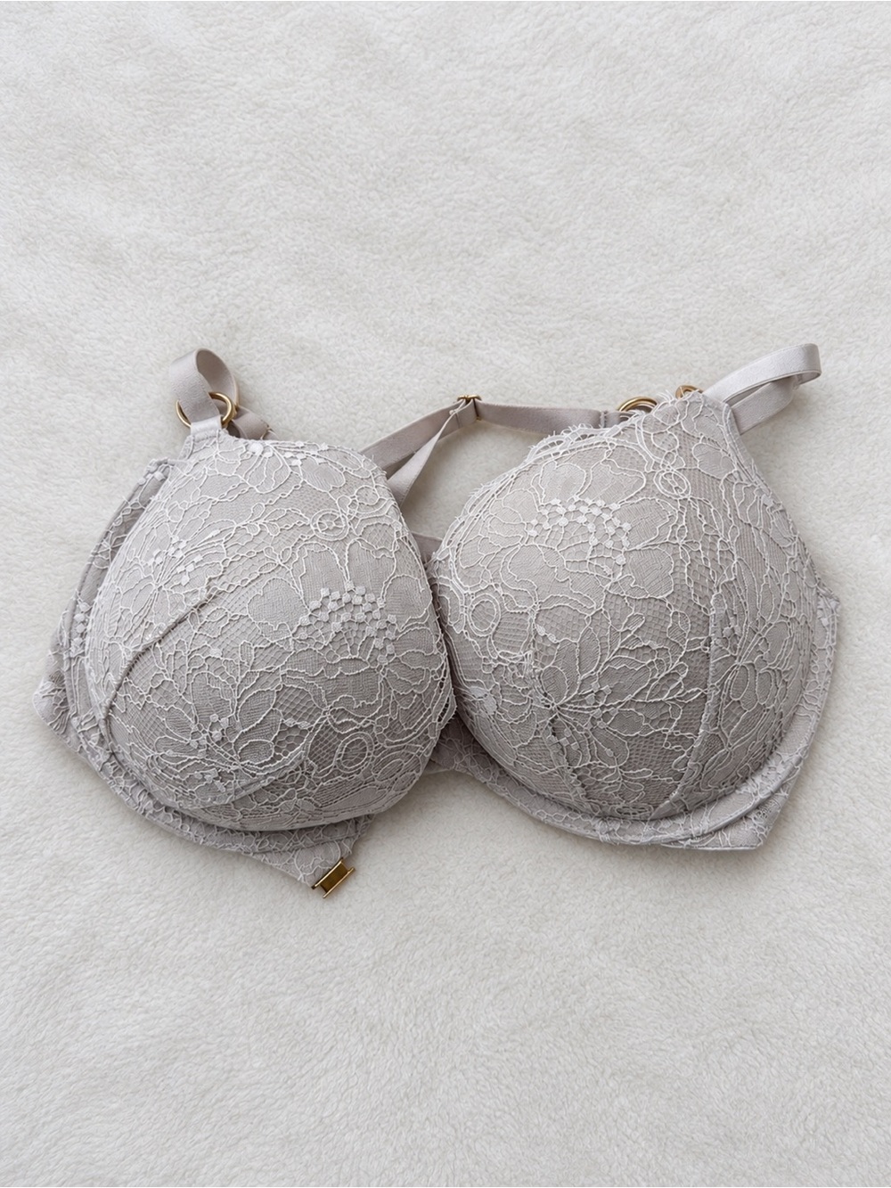 Victoria’s Secret Grey Lace Mega Push Up Bra 32DDD